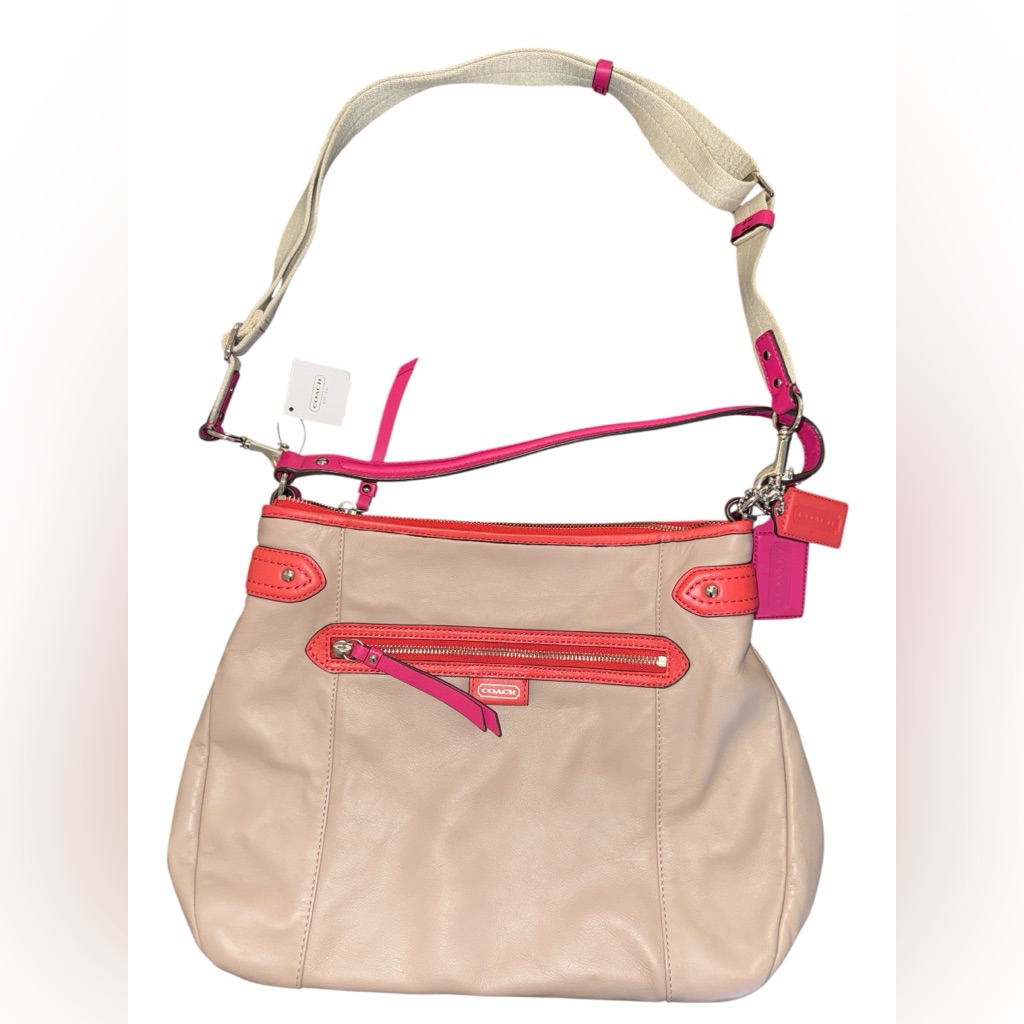 New W/ Tags Nwt Coach Multi Sand Pink Orange Daisy Spectator Hobo Shoulder Bag